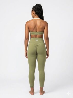 Muscle Nation Olive High-Waist Scrunch Leggings - Green